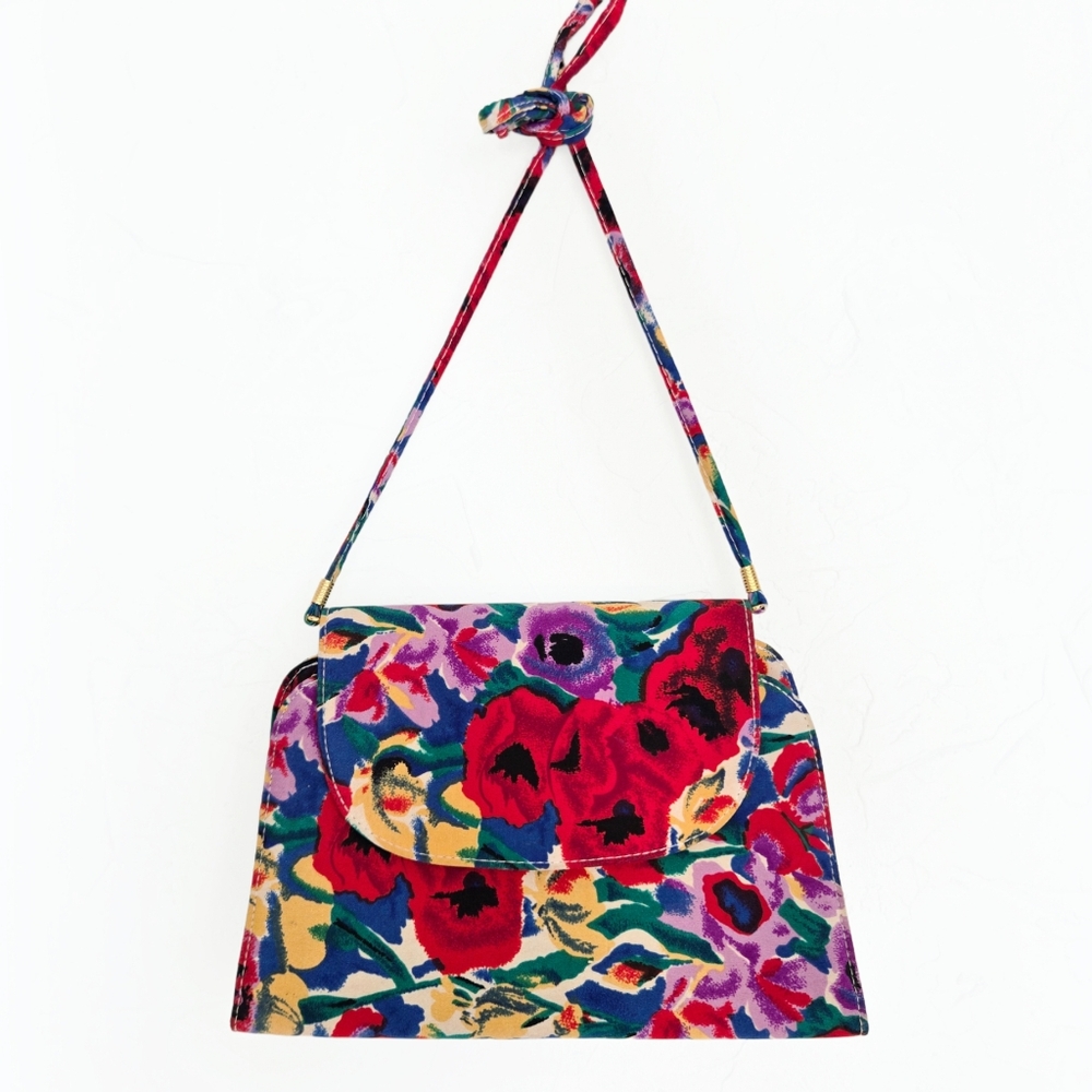 Vintage J. Renee Floral Rose Red Purple Bag